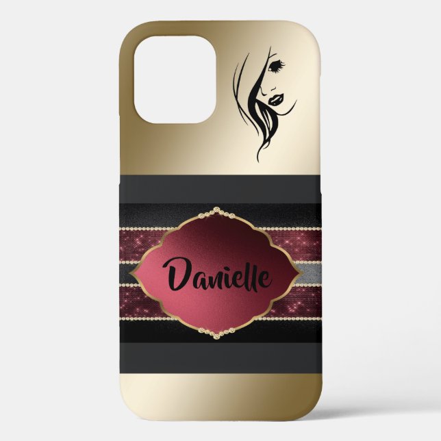 Gorgeous Personalized Gold/Black iPhone Case (Back)