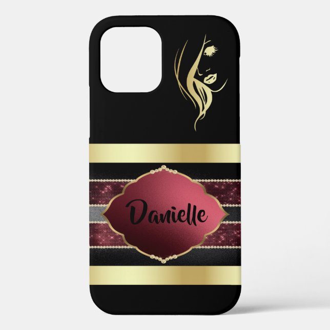 Gorgeous Personalized Gold/Black iPhone Case (Back)