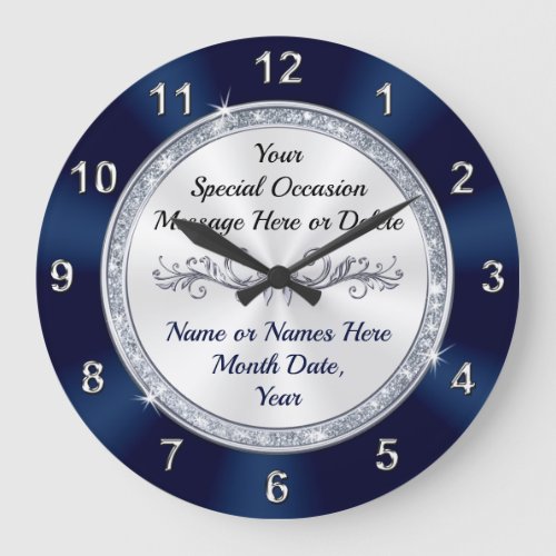 Gorgeous Personalized Navy Blue Wall Clock
