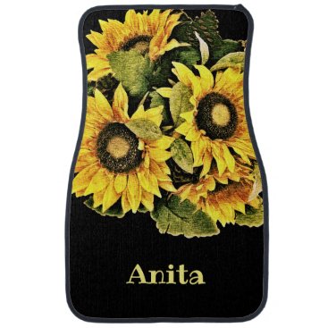 Gorgeous Personalized Sunflower Car Mat (Set of 4)