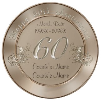 Gorgeous PERSONALIZED Traditional 60th Anniversary Porcelain Plate