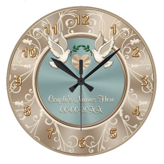 Gorgeous Personalized Wedding Clock With Your Text Zazzle Gorgeous Personalized Wedding Clock With Your Text