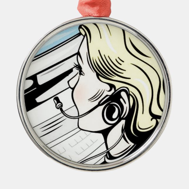 Gorgeous phone operator metal ornament (Front)