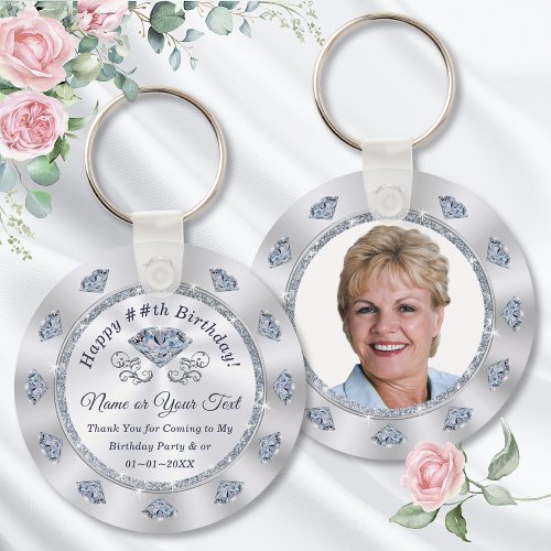 Gorgeous Photo Personalized Diamond Party Favor Keychain