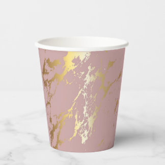 Gorgeous Pink and Gold Marble Design Paper Cups