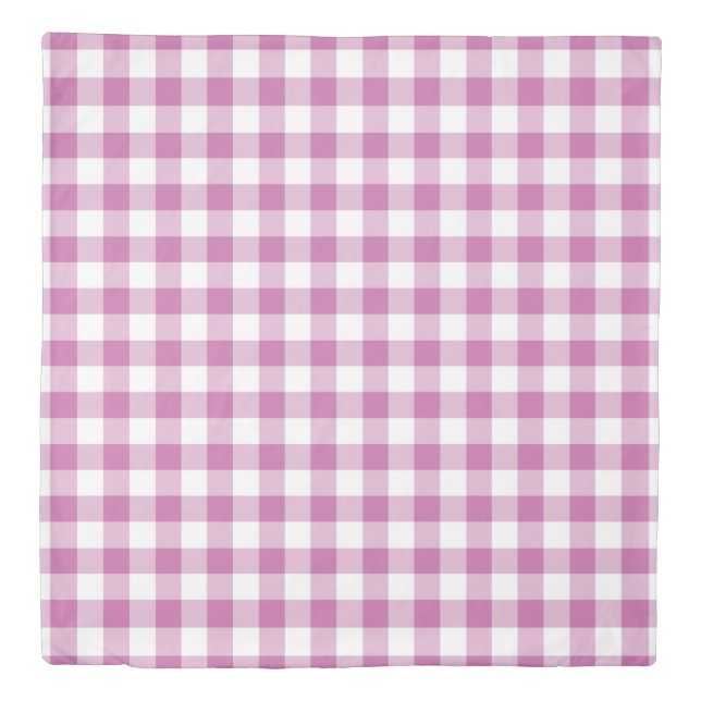 Gorgeous Pink And White Checks Gingham Pattern Duvet Cover (Front)