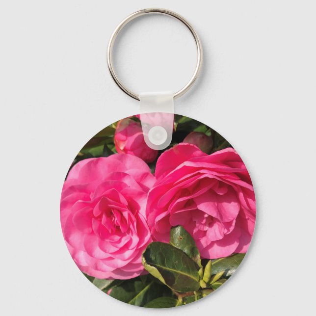 Gorgeous Pink Camellia Keychain (Front)