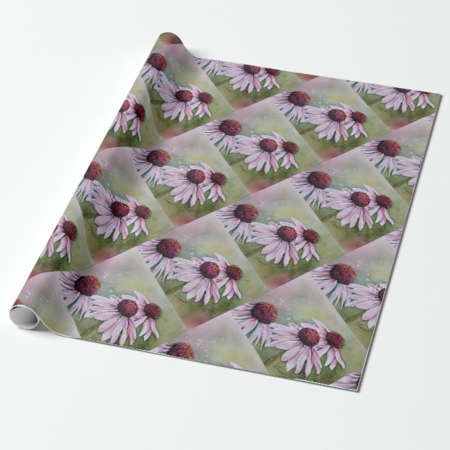 Gorgeous Pink Daisies Wrapping Paper (Unrolled)