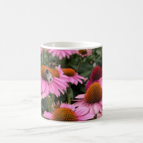 Gorgeous Pink Echinacea Flowers and Bee   Coffee Mug