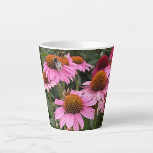 Gorgeous Pink Echinacea Flowers and Bee  Latte Mug