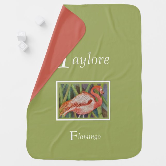 Gorgeous Pink Flamingo Baby Blanket (In Situ)