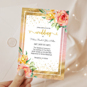 Gorgeous Pink Flower Enchanted Wedding  Invitation