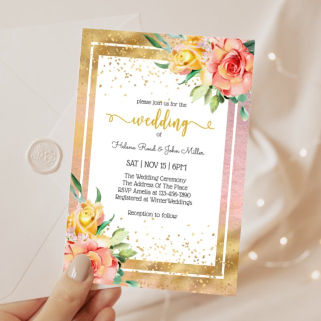 Gorgeous Pink Flower Enchanted Wedding  Invitation (Creator Uploaded)