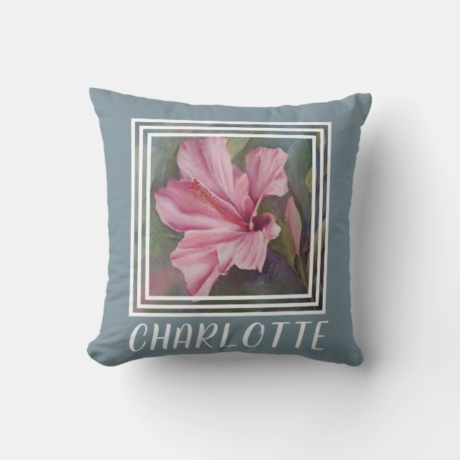 Gorgeous Pink Hibiscus Throw Pillow (Front)