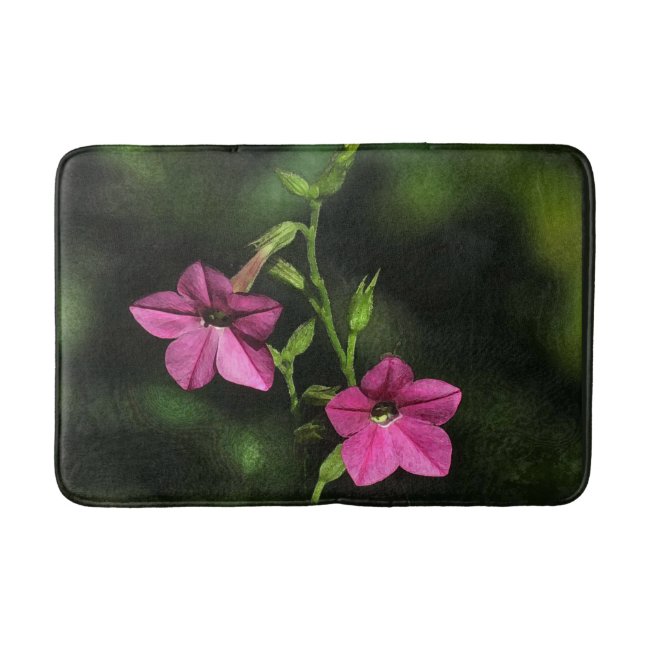 Gorgeous Pink Nicotiana Flowers Floral Bath Mat
