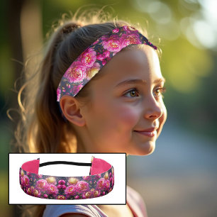 Gorgeous pink peonies with golden accents athletic headband