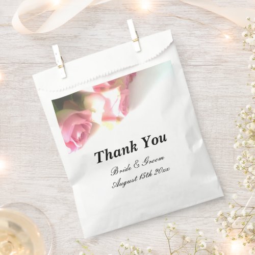 Gorgeous pink rose flower photo design wedding favor bag