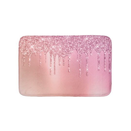 Gorgeous pink rose gold & copper glitter drips bath mat ...