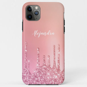 Gorgeous pink rose gold & copper glitter drips iPhone 11 pro max case