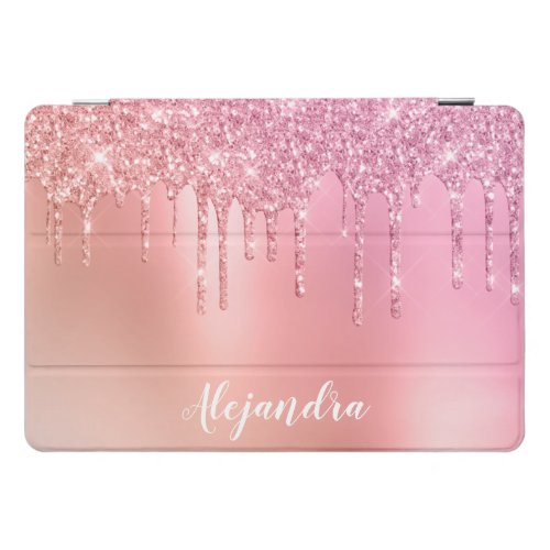 Gorgeous pink rose gold  copper glitter drips iPad pro cover