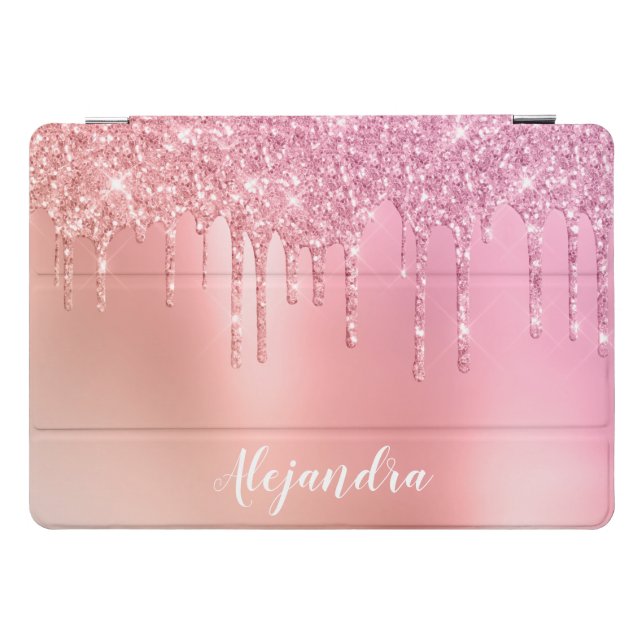 Gorgeous pink rose gold & copper glitter drips iPad pro cover (Horizontal)