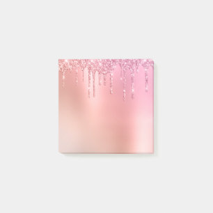 Gorgeous pink rose gold & copper glitter drips post-it notes