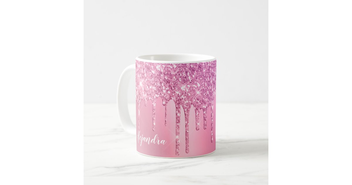 Rose Gold Candle Glitter Sparkle Drips Custom Text, Zazzle