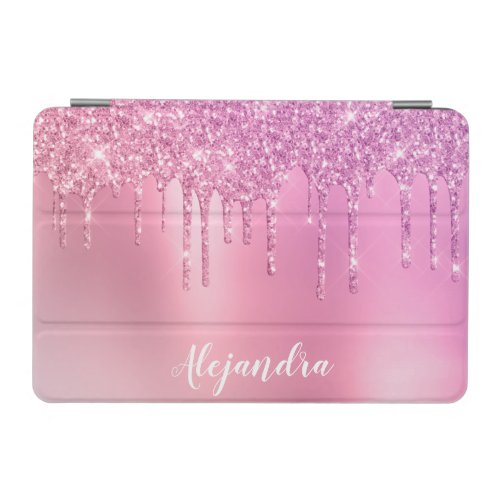 Gorgeous pink rose gold  purple glitter drips iPad mini cover