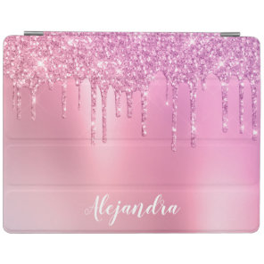 Gorgeous pink rose gold & purple glitter drips iPad smart cover