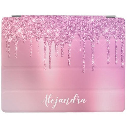 Gorgeous pink rose gold  purple glitter drips iPad smart cover