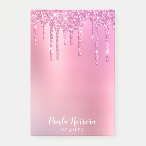 Gorgeous pink rose gold  purple glitter drips post_it notes