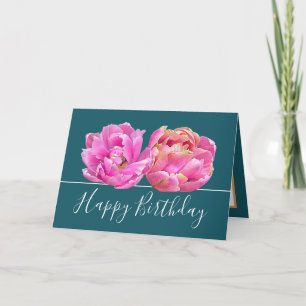 Gorgeous Pink Tulip Pretty Floral Bouquet Birthday Card