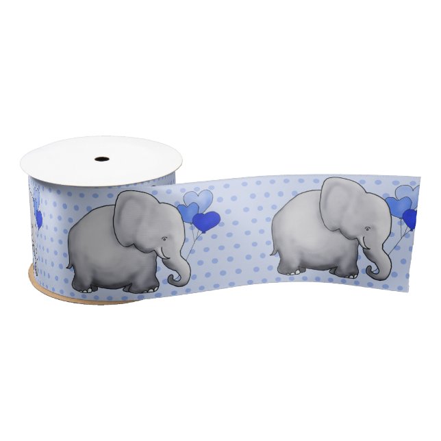 Gorgeous Polka Dots Baby Shower Elephants Party Satin Ribbon (Spool)