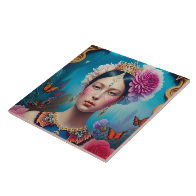 Gorgeous princess portrait ceramic tile (Side)