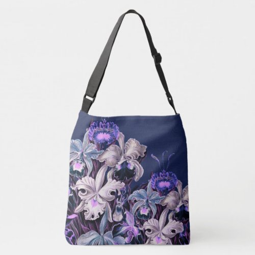 Gorgeous Purple Blue Vintage Flowers Crossbody Bag
