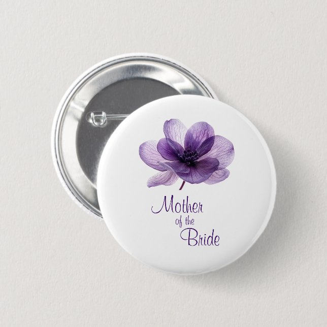 Gorgeous Purple Flower Mother of the Bride  Button (Front & Back)