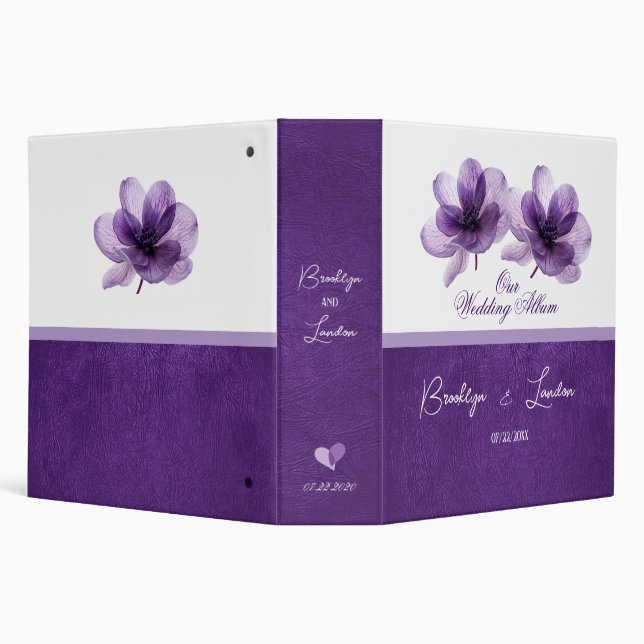 Gorgeous Purple Flower Wedding Album 3 Ring Binder (Background)