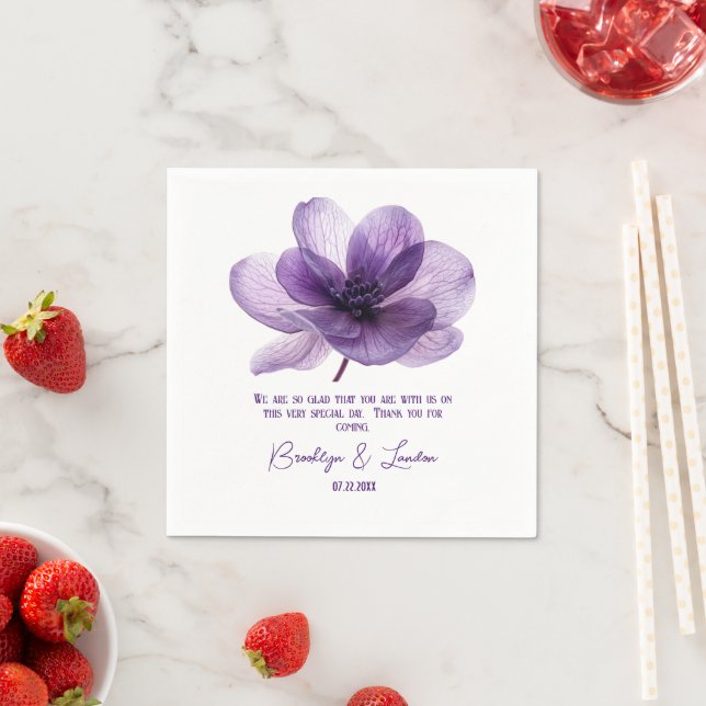 Gorgeous Purple Flower Wedding  Napkins (Insitu)