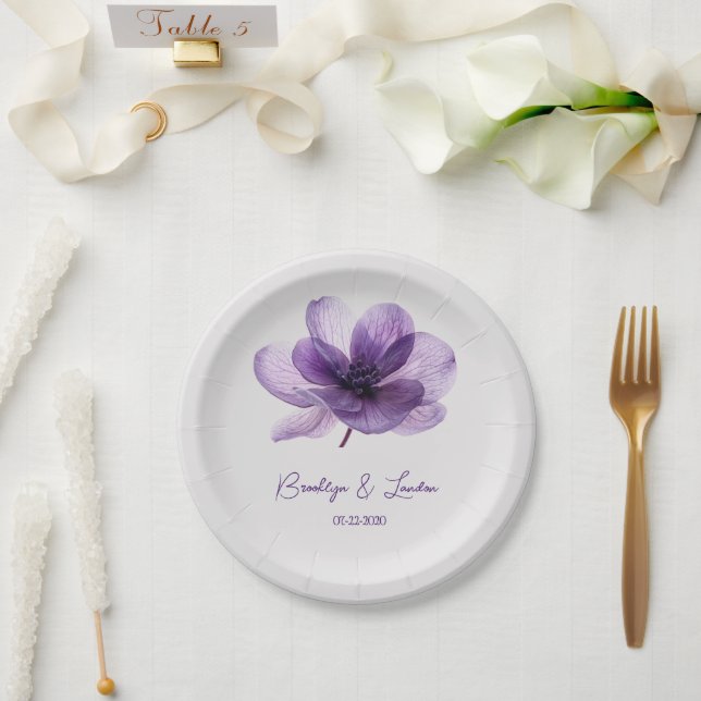 Gorgeous Purple Flower Wedding  Paper Plates (Wedding)