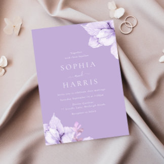 Gorgeous Purple Flowers Watercolor Wedding  Invitation