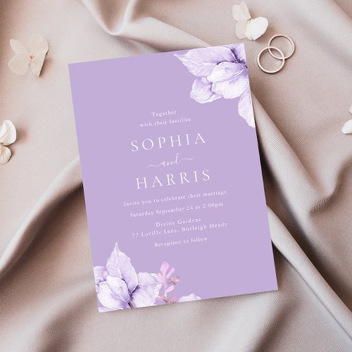 Gorgeous Purple Flowers Watercolor Wedding  Invitation