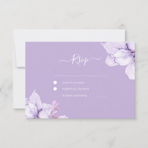 Gorgeous Purple Flowers Watercolor Wedding RSVP Card
