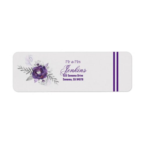 Gorgeous Purple Grey Floral Return Address Labels