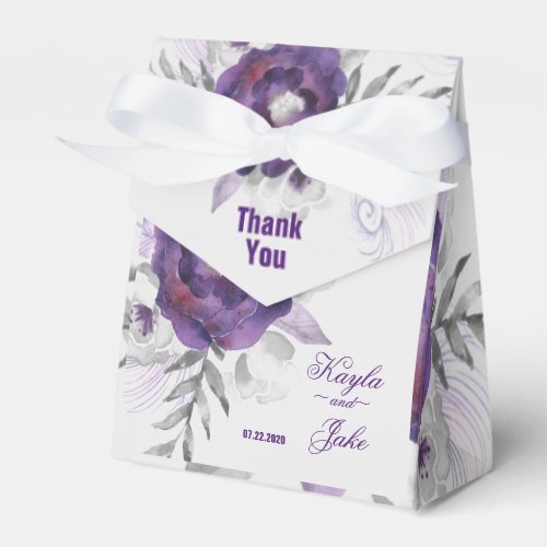 Gorgeous Purple Grey Floral Wedding Gift Boxes
