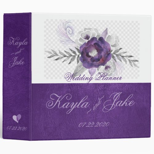 Gorgeous Purple Grey Floral Wedding Planner Binder
