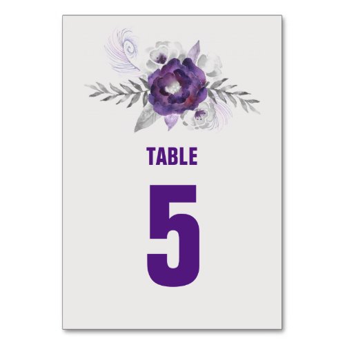 Gorgeous Purple Grey Floral Wedding Table No Card