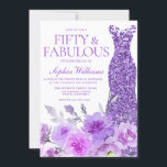 Gorgeous Purple Lavender Floral 50th Birthday Invitation<br><div class="desc">Gorgeous Purple Lavender Floral 50th Birthday Party Fifty & Fabulous Invitation

Many more dress color variations and flower arrangements in the collection (see below)</div>