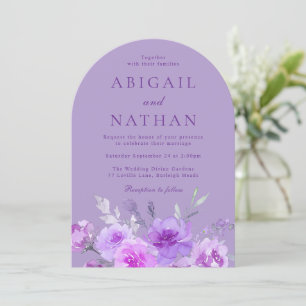 Gorgeous Purple Lavender Floral Arch Wedding Invitation