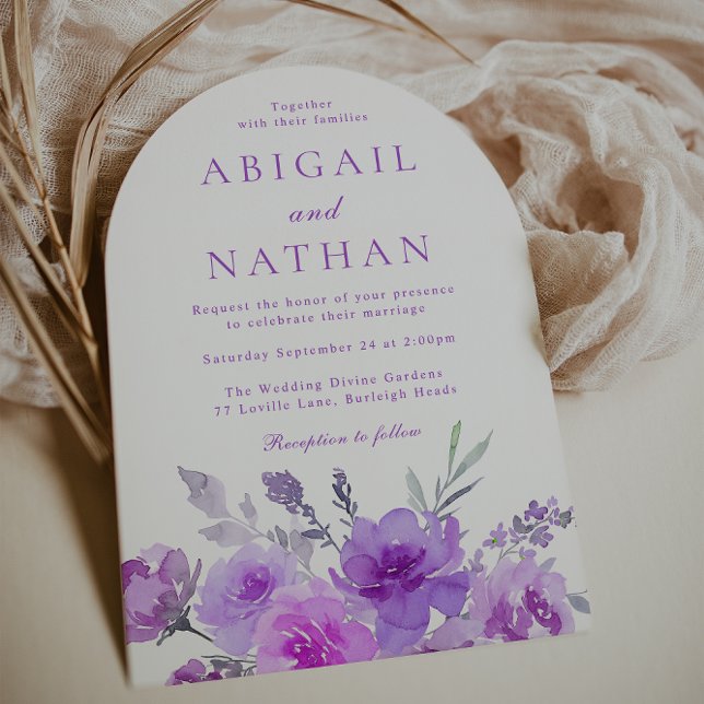 Gorgeous Purple Lavender Floral Boho Arch Wedding Invitation (Creator Uploaded)