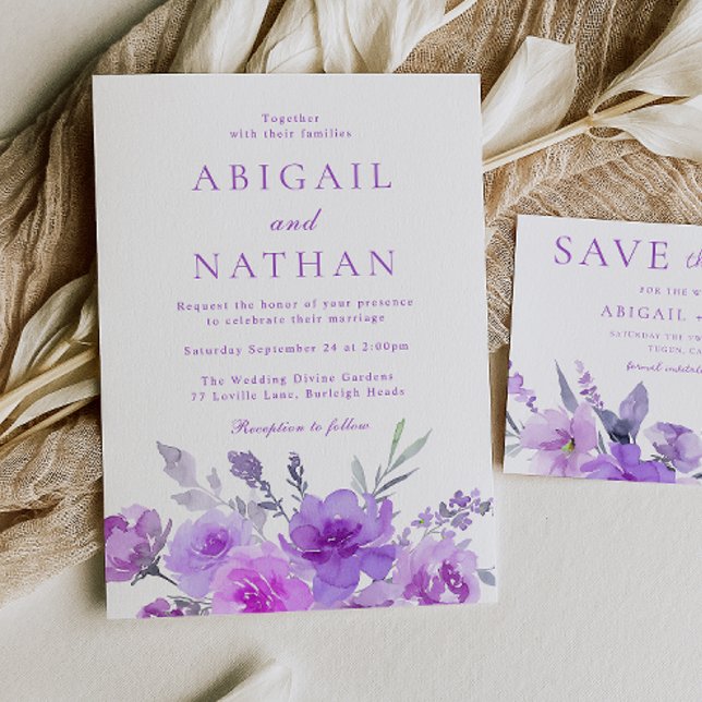 Gorgeous Purple Lavender Floral Wedding Invitation (Creator Uploaded)